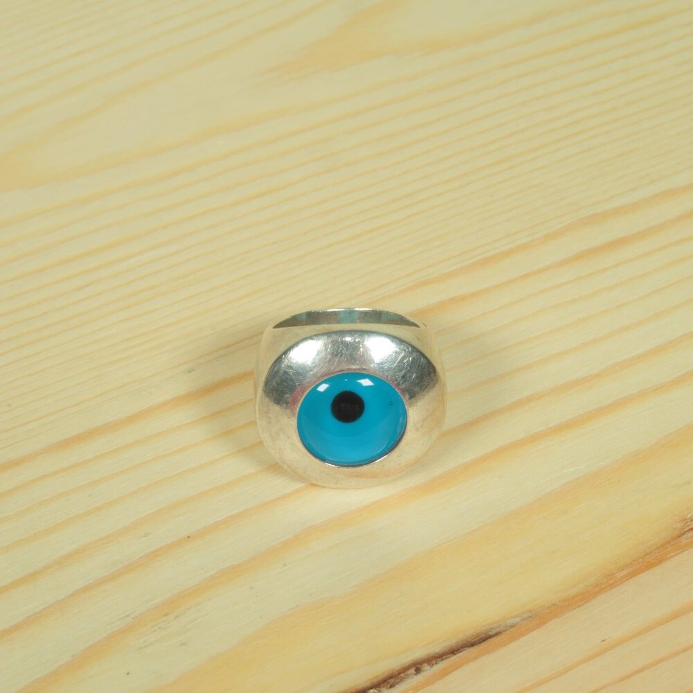 Vintage Prosthetic Eye Ring Sterling Silver 925 Eyeball Size 7